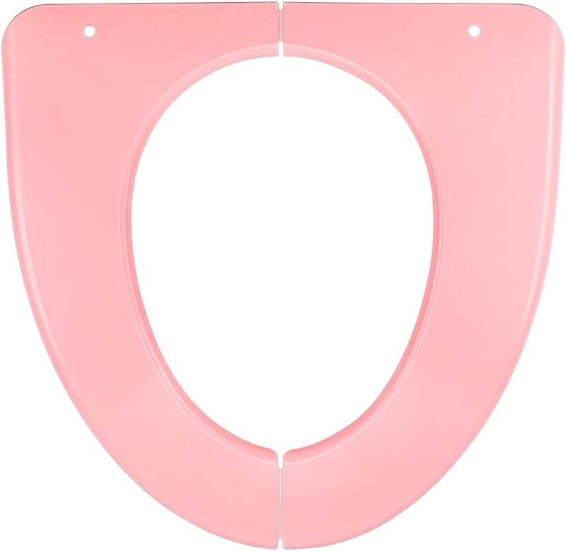 LCJAOF Adult Folding Toilet Seat Pad Plastic Washable Seat Cover with Foldable Design Portable Toilet Cushion for Home, Travel, and Office Use (Pink) - Image 1